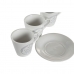 Set de Cești cu Farfurii DKD Home Decor Alb Metal Gresie 90 ml 8 x 6 x 6 cm 11 x 11 x 2 cm