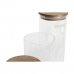 Set di 3 Barattoli DKD Home Decor 10,2 x 10,2 x 27,7 cm Naturale Trasparente Acacia Lettere Vetro Borosilicato