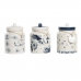 Bote DKD Home Decor 12 x 12 x 16 cm Azul Blanco Dolomita (3 Unidades)