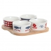 Set de Aperitiv DKD Home Decor 19,7 x 19,7 x 1 cm Natural Roșu Albastru Alb Gresie Mediterană Case