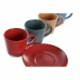 Lot de tasses avec soucoupes DKD Home Decor Jaune Bleu Rouge Vert Grès 180 ml 14 x 14 x 2 cm