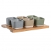 Set voor voorgerechtjes DKD Home Decor 21,6 x 15 x 1,5 cm Porselein Multicolour Bamboe Scandinavisch