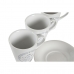Набор чашек с блюдцами DKD Home Decor Белый Металл Керамика 180 ml 12 x 12 x 2 cm