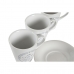 Set de Cești cu Farfurii DKD Home Decor Alb Metal Gresie 180 ml 12 x 12 x 2 cm