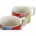 Set van koffiekopjes DKD Home Decor Wit Multicolour Lichtbruin Metaal Bamboe Dolomite Modern 260 ml