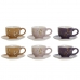 Set med kaffekoppar DKD Home Decor Gul Rosa Senap Lila Metall Dolomite 180 ml