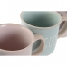 Set di Tazze da Caffè Home ESPRIT Azzurro Rosa Gres Città 180 ml 4 Pezzi