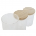 Set van 3 Potjes Home ESPRIT Transparant Siliconen Bamboe Borosilicaatglas 10 x 10 x 22,3 cm