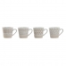 Conjunto de Chávenas de Café Home ESPRIT Branco Bege Grés 180 ml 4 Peças