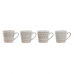 Set Šalica za Kavu Home ESPRIT Bijela Bež Gres Keramika 180 ml 4 Dijelovi