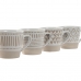 Set di Tazze da Caffè Home ESPRIT Bianco Beige Gres 180 ml 4 Pezzi