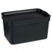 Opbergbak met Deksel Antraciet Plastic 2,3 L 13,5 x 11 x 20 cm (24 Stuks)