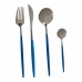 Set de Cubiertos Plateado Azul Acero Inoxidable (8 pcs)