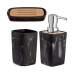 Bath Set Brown Black Bamboo Plastic