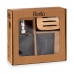 Bath Set Brown Black Bamboo Plastic