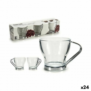 Ensemble de tasses à café en verre transparent, assiettes à