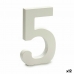Numere 5 Lemn Alb (1,8 x 21 x 17 cm) (12 Unități)
