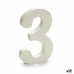 Numere 3 Lemn Alb (1,8 x 21 x 17 cm) (12 Unități)