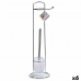 Toiletpapirholder med toiletbørsteholder Hvid Sølvfarvet Metal 16,5 x 59 x 16,5 cm (6 enheder)