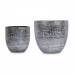 Set of pots Ø 20 cm Ø 25 cm 2 Pieces Grey Silver Ceramic