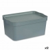 Caja de Almacenaje con Tapa Kipit TP594-2 Gris Plástico 7,5 L 21 x 14,2 x 32 cm (12 Unidades)