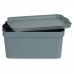 Caja de Almacenaje con Tapa Kipit TP594-2 Gris Plástico 7,5 L 21 x 14,2 x 32 cm (12 Unidades)