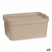 Aufbewahrungsbox mit Deckel Beige Kunststoff 7,5 L 21,5 x 14,5 x 32 cm (12 Stück)