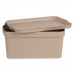 Aufbewahrungsbox mit Deckel Beige Kunststoff 7,5 L 21,5 x 14,5 x 32 cm (12 Stück)