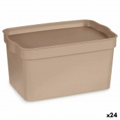 Scatola portaoggetti con coperchio Marrone Plastica 3,5 L 17,5 x 12,5 x 24  cm (24 Unità)