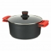 Casserole avec Couvercle en Verre Ø 28 cm Noir Aluminium (4 Unités)