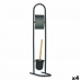 Toiletpapirholder med toiletbørsteholder 16 x 28,5 x 80,8 cm Sort Metal Plastik Bambus (4 enheder)