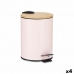 Afvalemmer Roze Metaal Bamboe 3 L (4 Stuks)