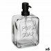 Dispensador de Sabão Pure Soap Cristal Preto Plástico 570 ml (6 Unidades)