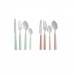 Cutlery Set Kinvara KT166096-1 Green Pink Silver Stainless steel Plastic (12 Units)