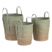 Set di Cesti 42 x 42 x 48 cm Menta Fibra naturale (3 Pezzi)