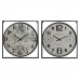 Horloge Murale Home ESPRIT Blanc Noir Métal Bois MDF 62 x 6 x 65 cm (2 Unités)