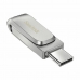 Mikro SD Speicherkarte mit Adapter SanDisk Ultra Dual Drive Luxe Silberfarben Stahl 64 GB