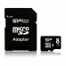 Mikro SD atminties kortelė su adapteriu Silicon Power SP008GBSTHBU1V10SP 8 GB