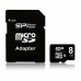 Paměťová karta Micro SD s adaptérem Silicon Power SP008GBSTHBU1V10SP 8 GB