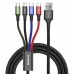 USB kabel za Micro USB, USB-C in Lightning Baseus CA1T4-B01 Črna 1,2 m