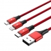 Cabo USB para Micro USB, USB-C e Lightning Unitek C4049RD Vermelho 1,2 m