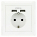 Wall Plug with 2 USB Ports TooQ Base de enchufe de pared tipo schuko con 2 tomas USB Max. 2.4A, blanca 5V/2.4A