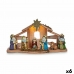 Belén de Navidad Luz LED Multicolor Madera Cerámica 30 x 16 x 9 cm (6 Unidades)