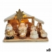 Crèche de Noël Blanc Marron Doré Bois Céramique 21,5 x 15,5 x 8,5 cm (8 Unités)