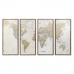 Conjunto de 4 quadros DKD Home Decor Mapa do Mundo Vintage Loft 200 x 3,5 x 120 cm