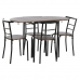 Conjunto de Mesa con 4 Sillas DKD Home Decor Marrón Negro Metal Madera MDF 121 x 55 x 78 cm