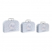 Set of decorative boxes DKD Home Decor 28 x 9,5 x 20 cm Blue Metal Multicolour Cardboard