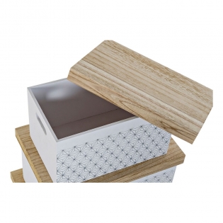 Set de Cajas Organizadoras Apilables DKD Home Decor Natural Blanco