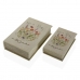 Jogo de Caixas Decorativas Versa Livro Bloemen Tela Madeira MDF 7 x 27 x 18 cm