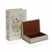 Jogo de Caixas Decorativas Versa Livro Bloemen Tela Madeira MDF 7 x 27 x 18 cm